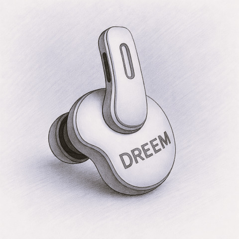 Perangkat Dreem yang berbentuk seperti earphone